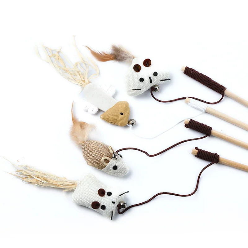 Bâton en Bois - Plumes & Souris - LePetitChat